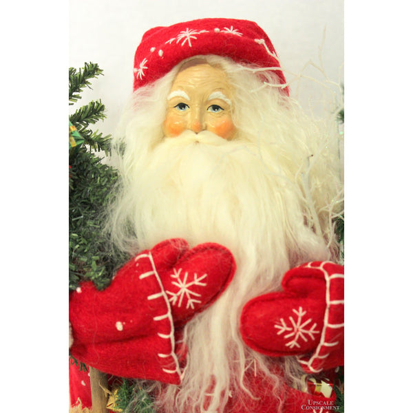 Lynn Haney 18'' Santa Figure, Red w/White Snow Flakes