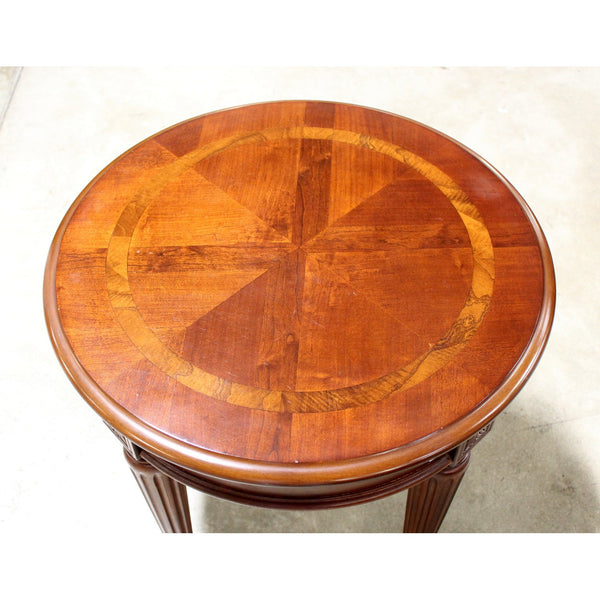 Round Patterned Veneer End Table