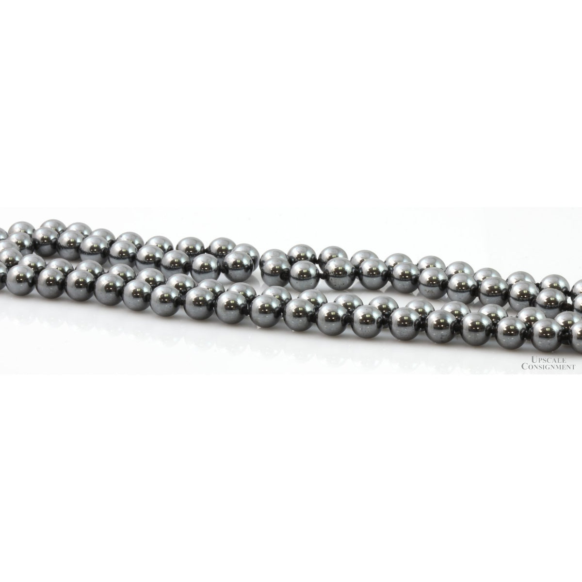 Handknotted 8mm Hematite Beaded 32" Slip-on Necklace