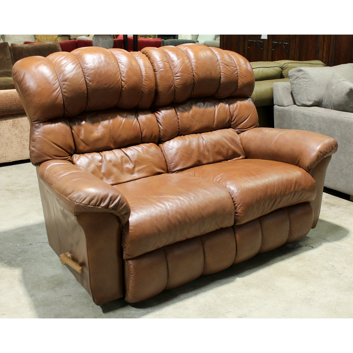 La-Z-Boy Caramel Leather Dual Reclining Loveseat
