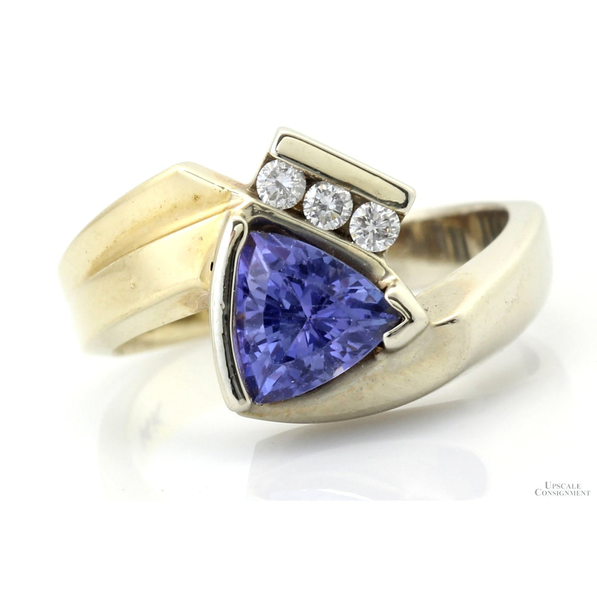 14K Yellow Gold Trillion-Cut Tanzanite & Diamond Ring