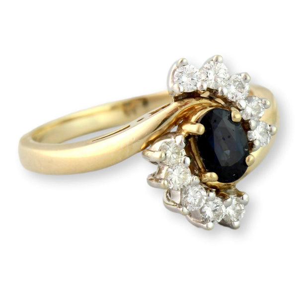 14K Gold Sapphire & Diamond Ring – Prism Lite – 0.65ct Natural Blue Sapphire & 0.38ctw Diamonds
