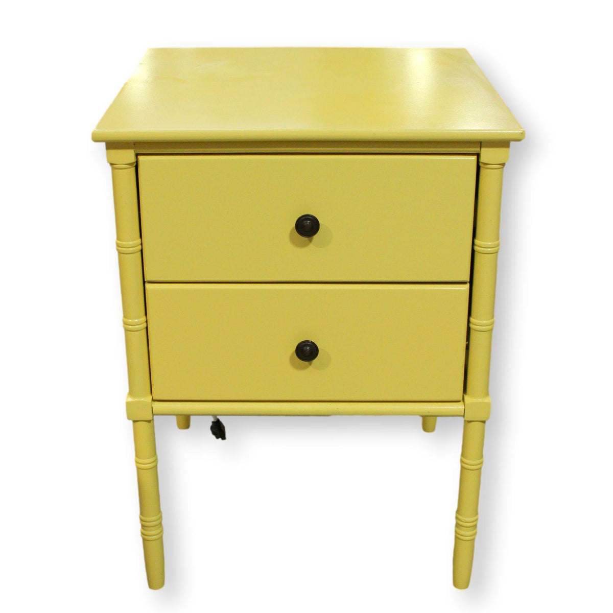 Yellow Faux Bamboo Leg Nightstand