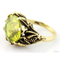 14K Gold 3.53ct Lab-Created Chartreuse Green Spinel Ring