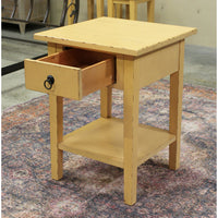 Distressed Yellow Side Table w/Drawer