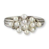 Cultured White Pearl Sterling Silver Clamper Bracelet