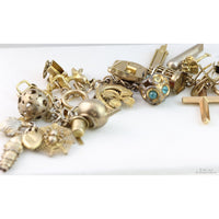 Vintage 10K Gold Charm Bracelet - 31 Charms c. 1960s