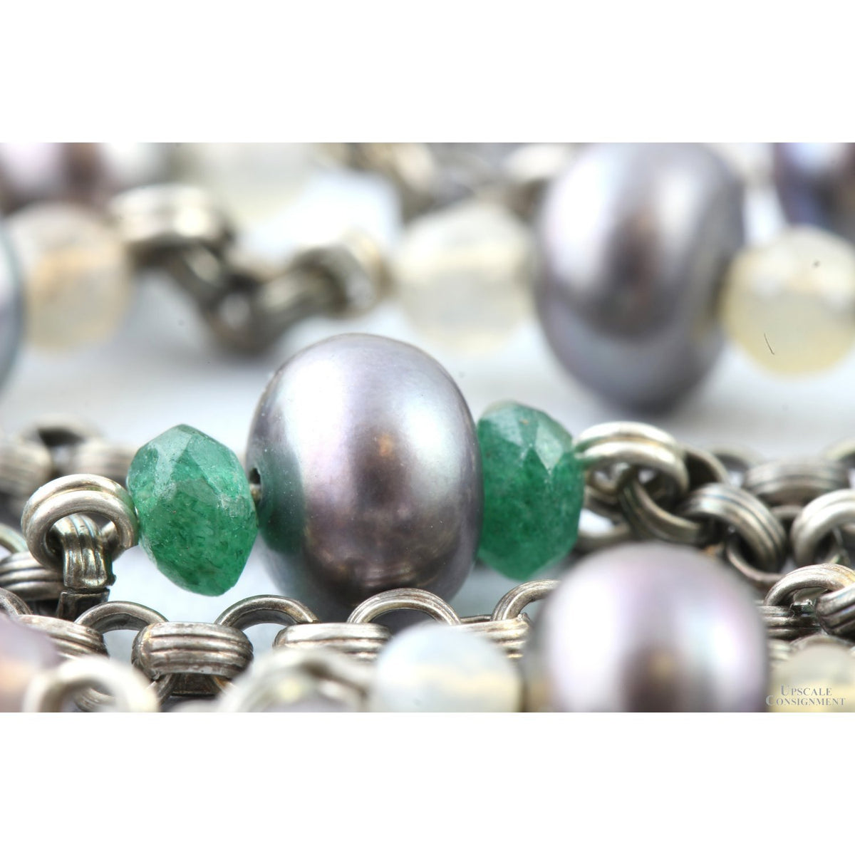 Stephen Dweck Multi-Strand Sterling Silver Necklace with Gray Pearls & Mixed Gemstones