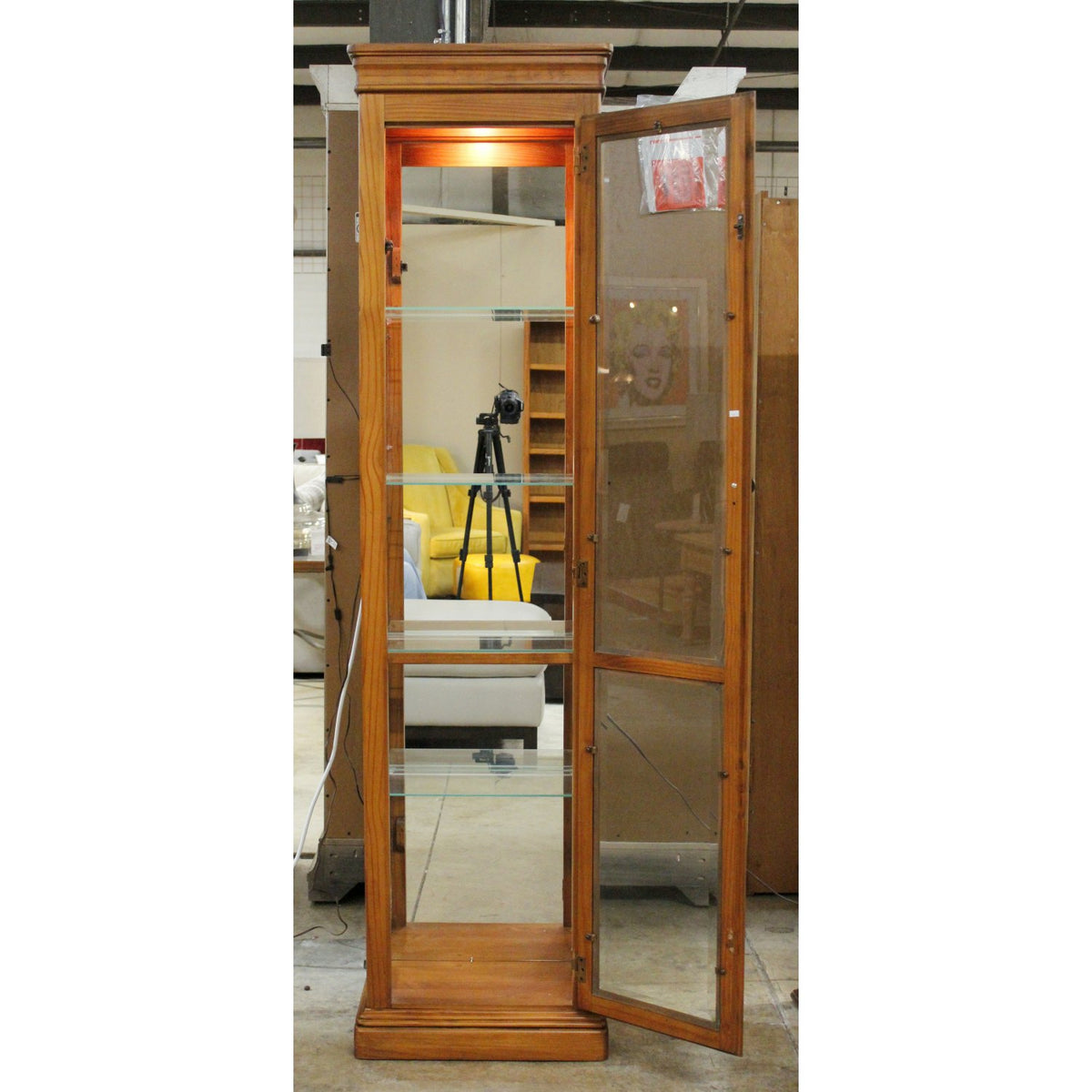 Pulaski Narrow Pine Lighted Curio Cabinet