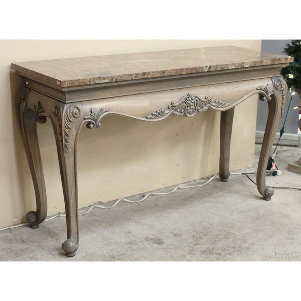 Ornately Carved Console Table w/Marble Top