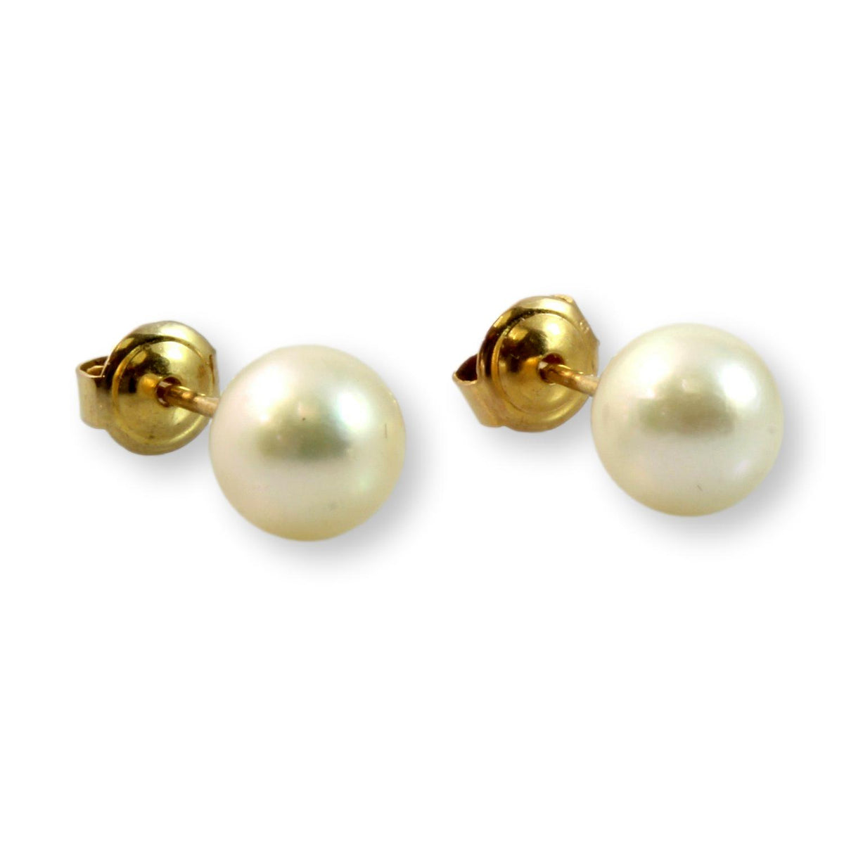 7.20mm Cultured White Pearl 14K Gold Stud Earrings