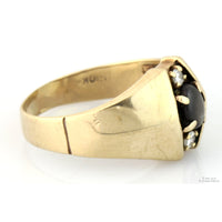 .57 Black Cats Eye Star Sapphire .10ctw Diamond 10K Gold Ring