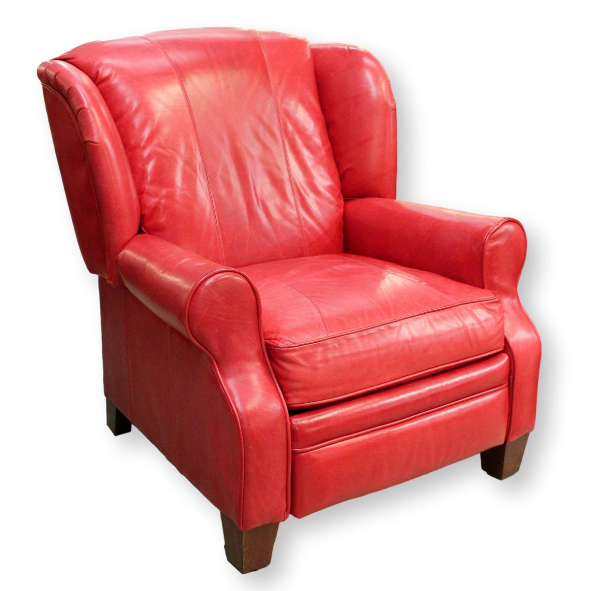 Barcalounger Red Leather Wingback Recliner