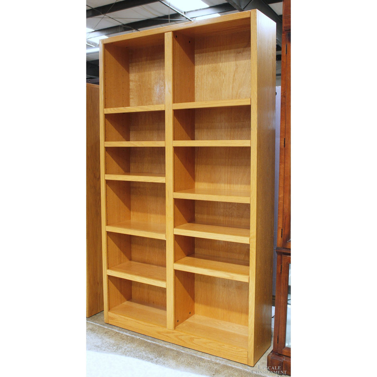 Golden Oak Double Bookcase