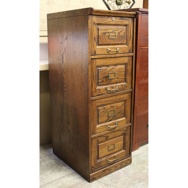 Dark Oak 4 Drawer File Cabinet