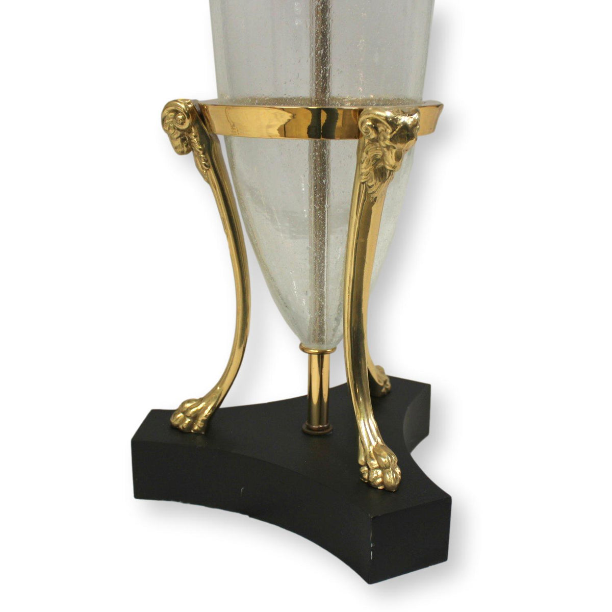 Brass Rams Head & Seeded Glass Table Lamp