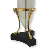 Brass Rams Head & Seeded Glass Table Lamp