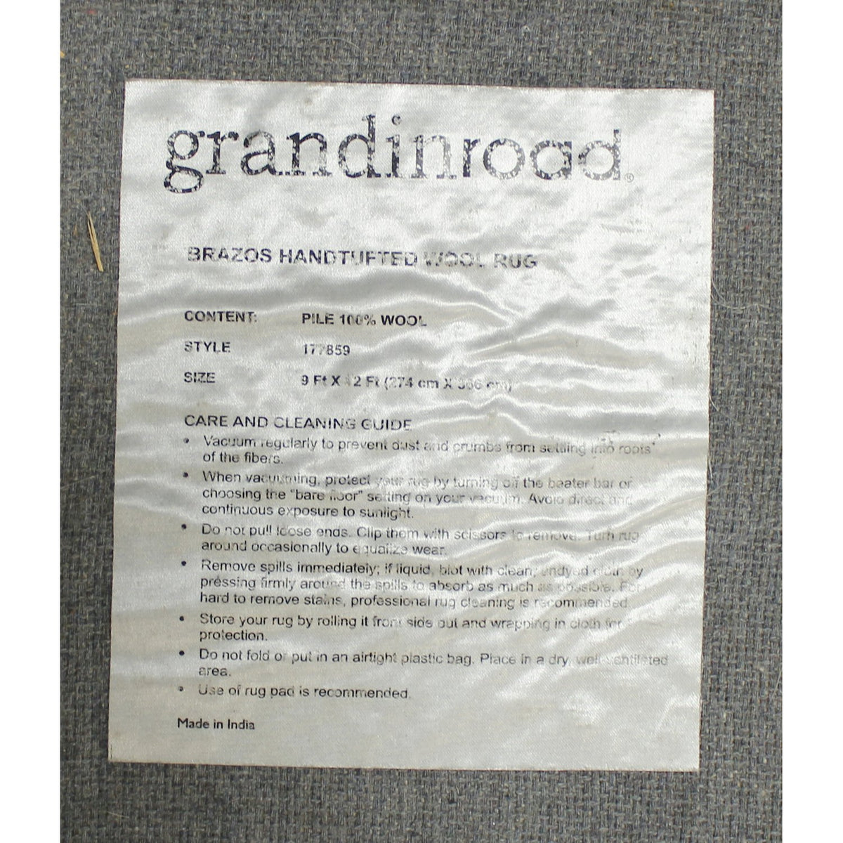 Pottery Barn 9' X 12' Grandinroad 'Brazos' Wool Area Rug