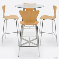 Round Glass Top Bar Height Table w/4 Bentwood Stools