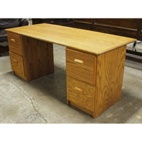 3 Pc. Oak Double Pedestal Desk