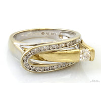 Vintage 14K Gold Sculptural Diamong Ring | Belt Buckle Design