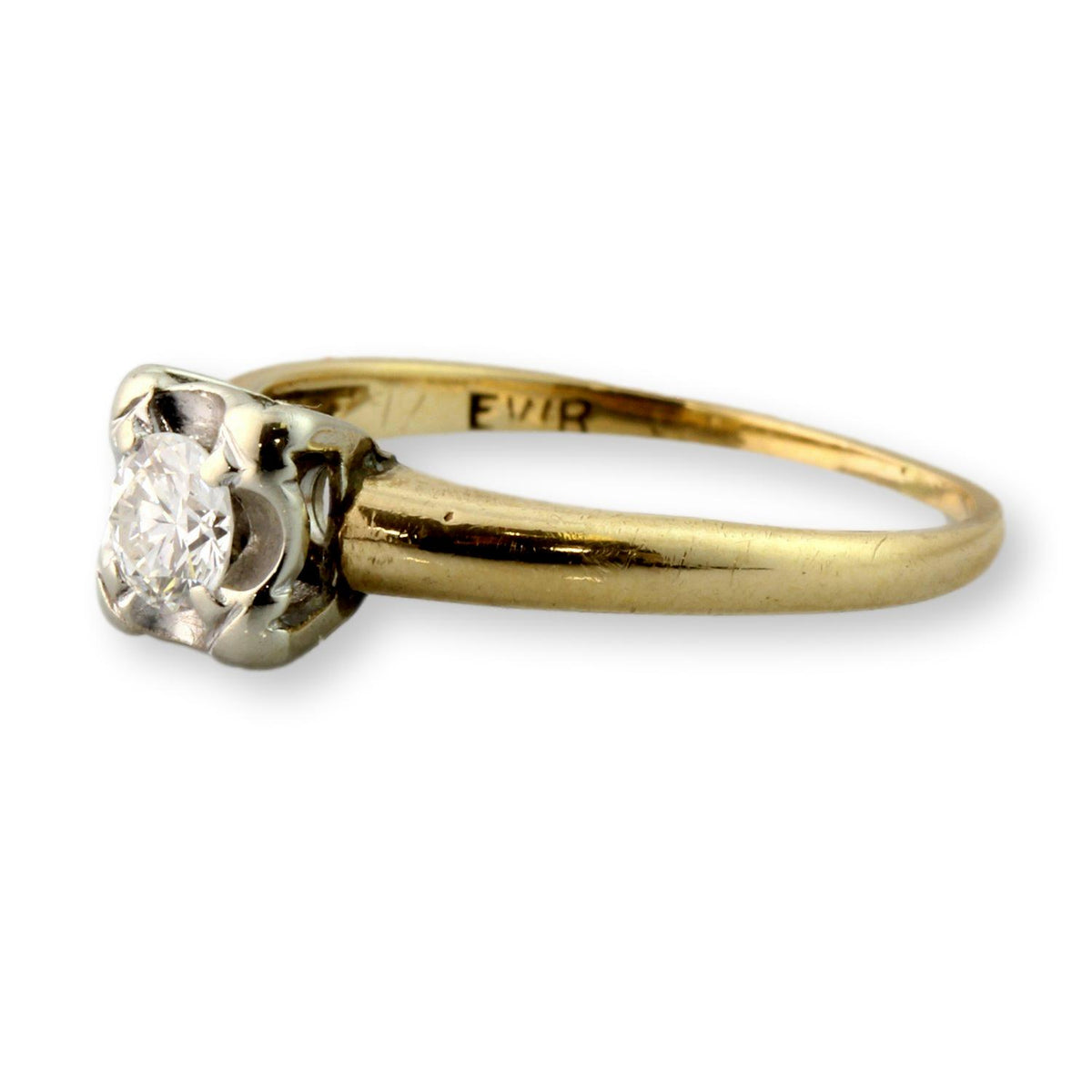 Mid Century Modern .25ctw Diamond 14K Yellow Gold Ring