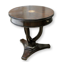Stanley Furniture Round Dark Finish & Burlwood Accent Table