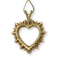14K Gold Natural Ruby & Diamond Heart Pendant Necklace