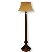 Wood Column Floor Lamp w/Camel Shade