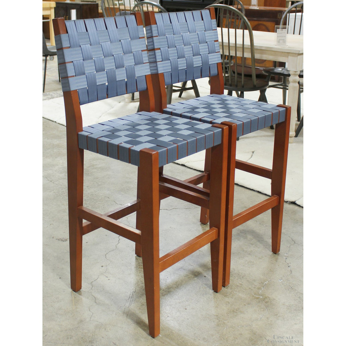 J. Persing Pair of Webbed Bar Stools