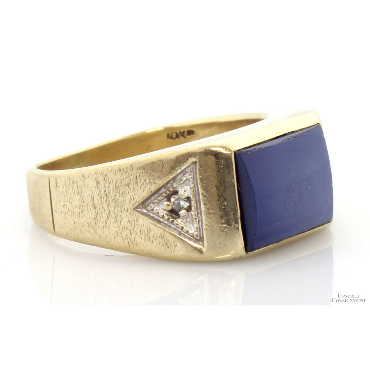 Vintage 10K Gold Natural Blue Star Sapphire & Diamond Gent's Ring