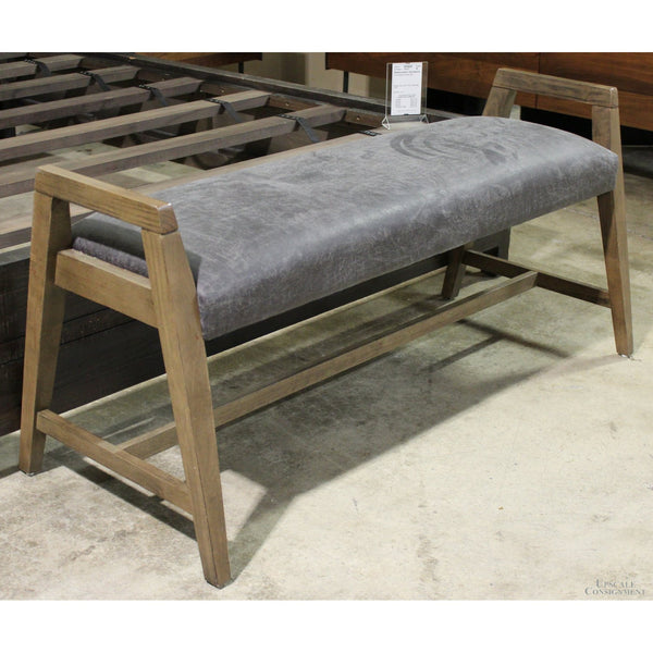 Gray Faux Suede Bench