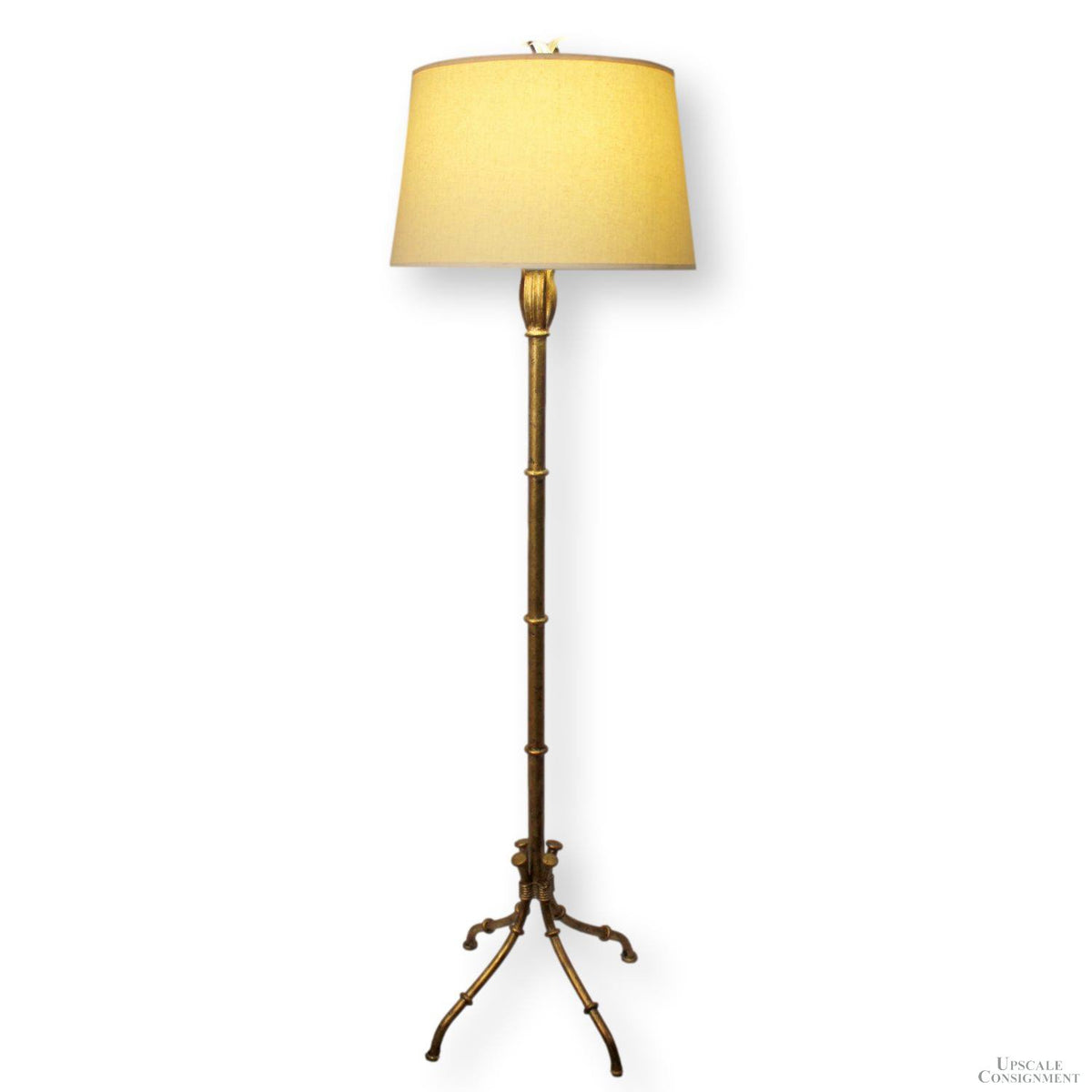 Gold Gilt Bamboo Motif Floor Lamp