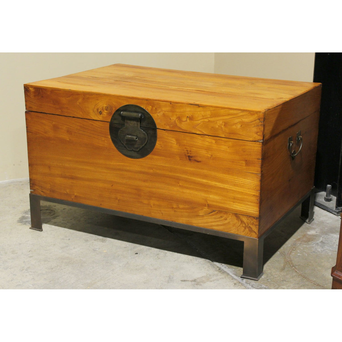Vintage Wooden Chest w/Metal Base