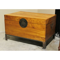 Vintage Wooden Chest w/Metal Base