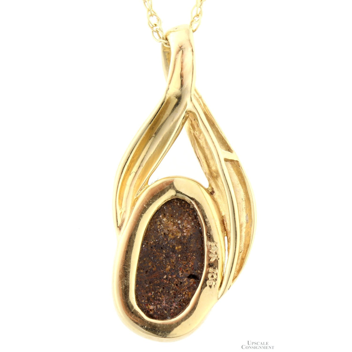 Australian Black Opal Doublet 14K Gold Pendant & Chain