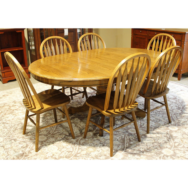A-America Oval Oak Dining Table w/6 Spindle Chairs