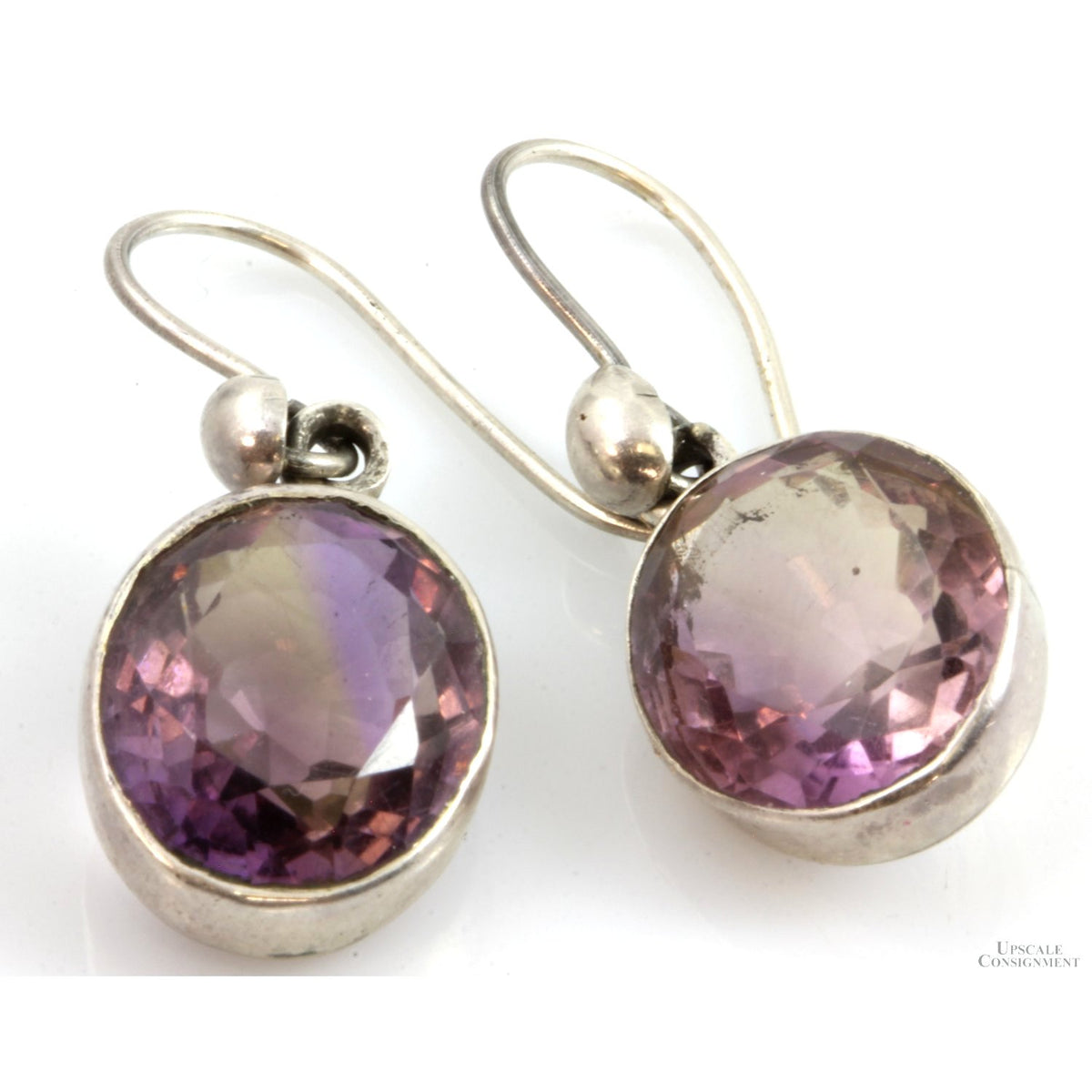 Sterling Silver 14ctw Oval Natural Amethyst Drop Earrings