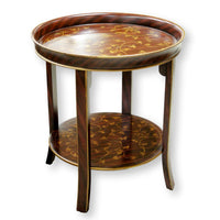 Round 2-Tier Accent Table w/Leaves & Birds