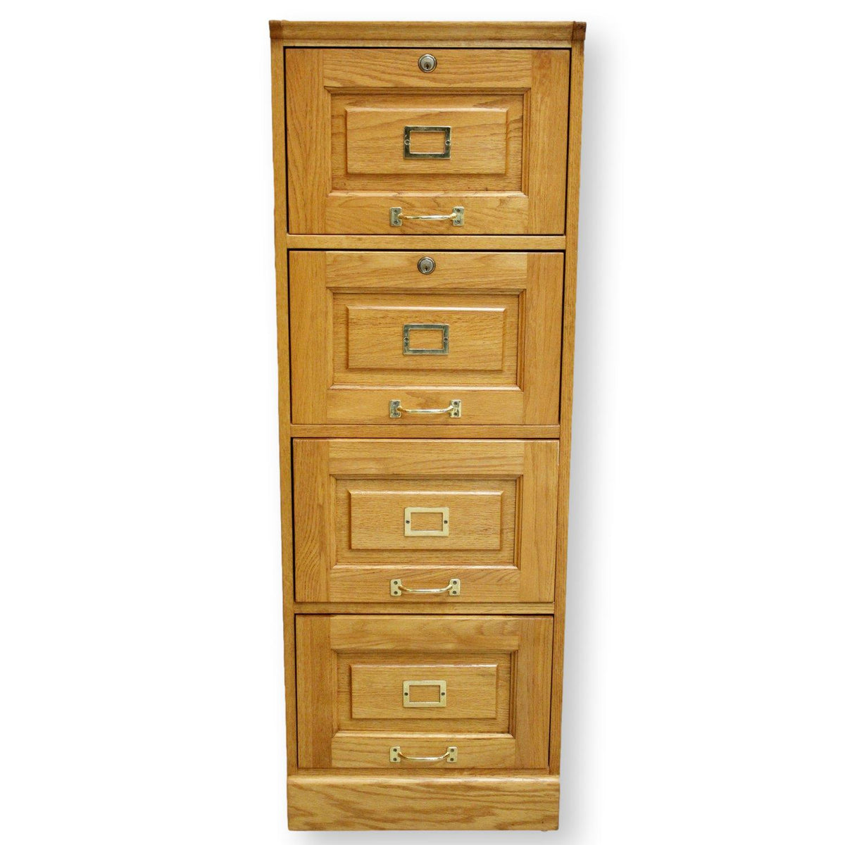 Golden Oak 4 Drawer File Cabinet