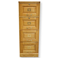 Golden Oak 4 Drawer File Cabinet