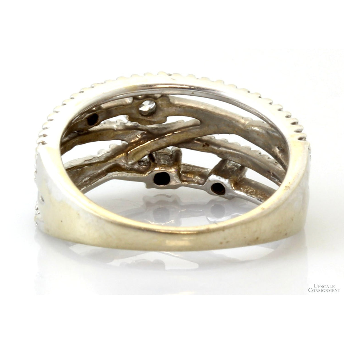 14K White Gold .70ctw Diamond Crossover Vintage Ring