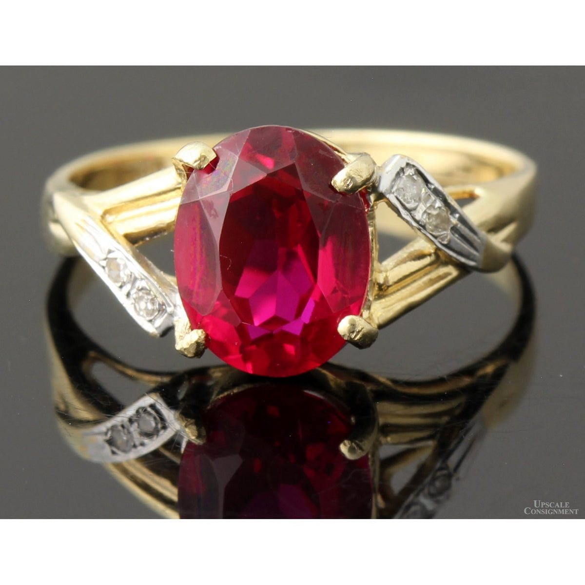 2.41ct Lab-Created Ruby & Diamond 14K Yellow Gold Ring