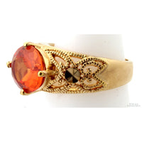 14K Gold Vermeil Sterling Silver Created Orange Sapphire Ring