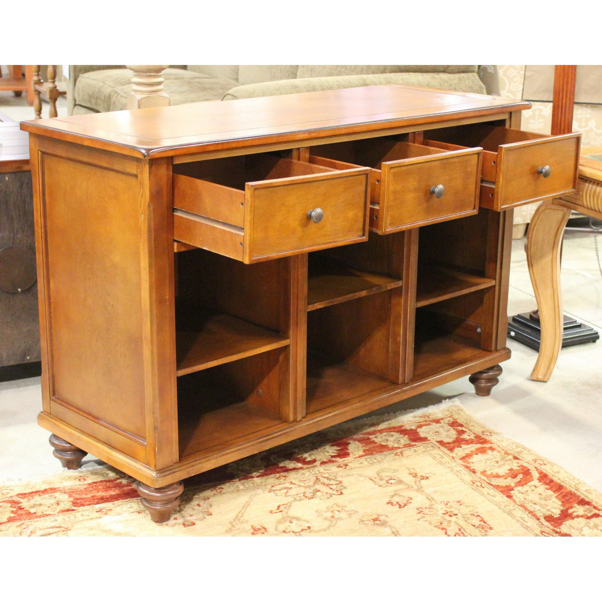 3 Drawer Console Table w/ Shelves Below