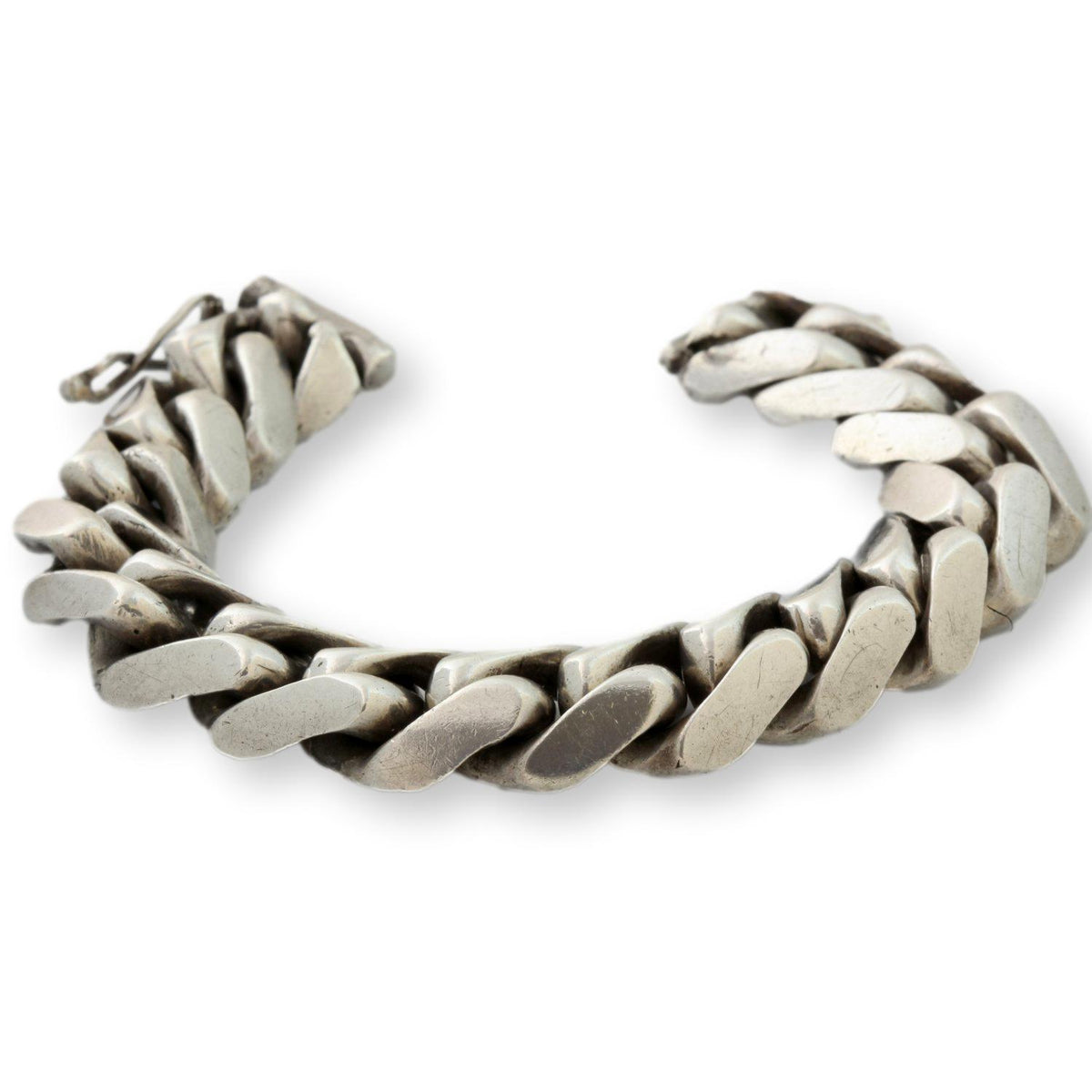 Mexican Silver Cuban Curb Link Bracelet - Circa 1930s–1940s