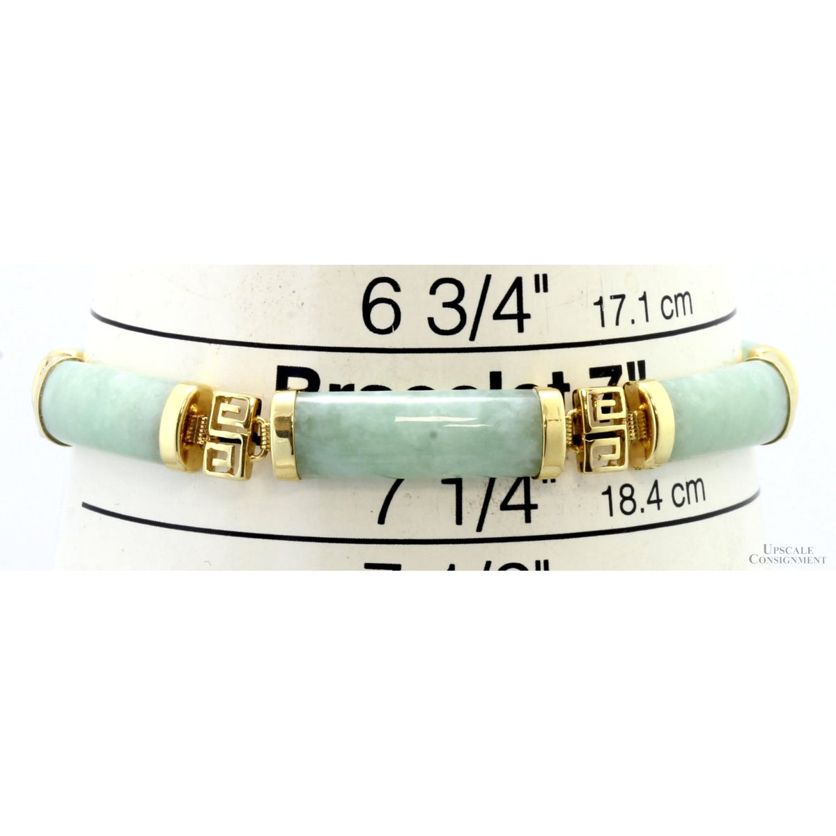 14K Gold & Light Green Jadeite Jade Link Bracelet | 14.32 Grams