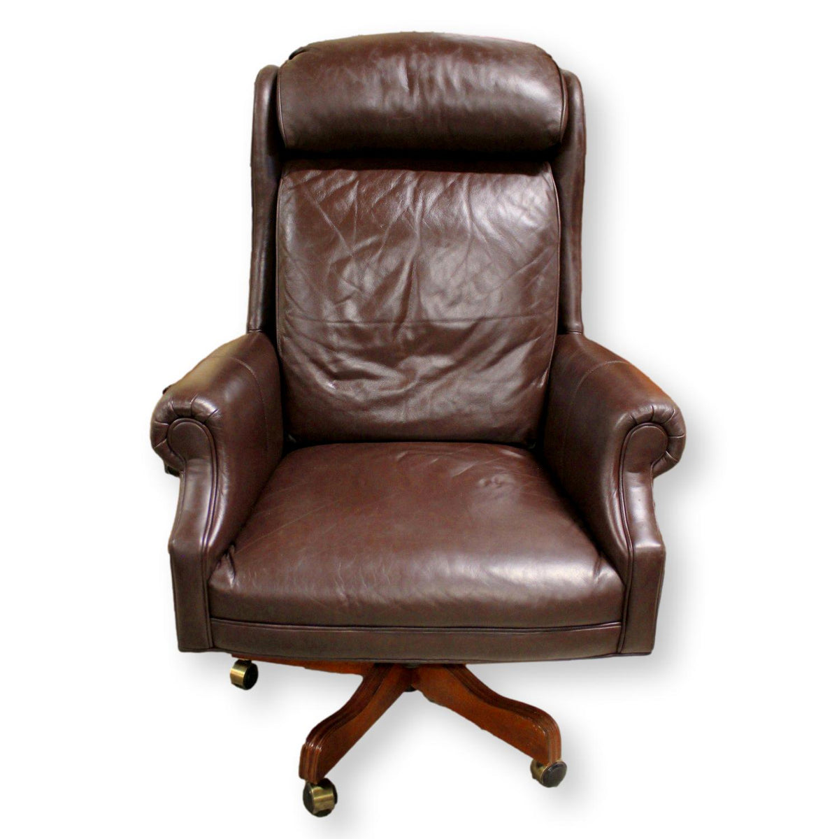 Ethan Allen Brown Leather Executive Office Chair