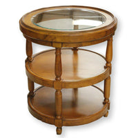 Round End Table w/Glass Insert