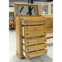 Arbek Oak Chest of Drawers w/Mirrored Lift Top
